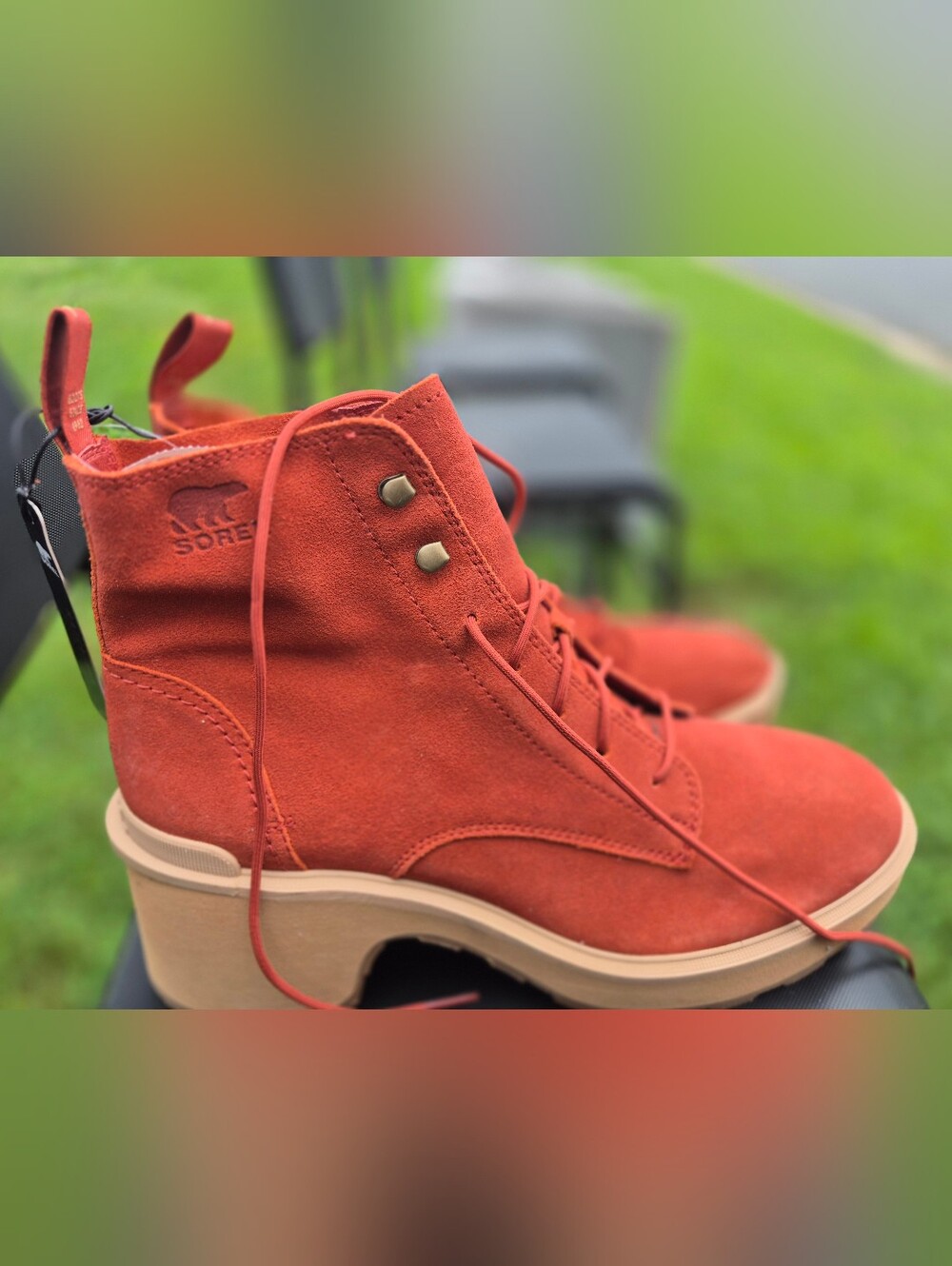Sorel Orange Suede Lace-Up Platform Boot